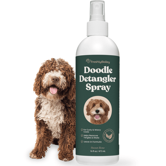Freshly Bailey doodle detangler spray bottle 16 oz front view