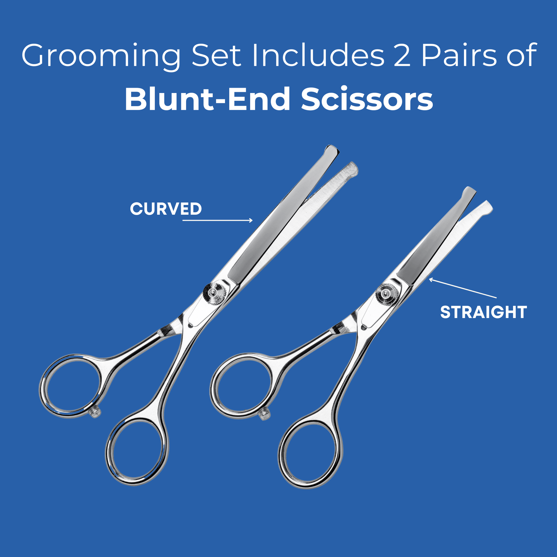 grooming set includes two pairs of scissors