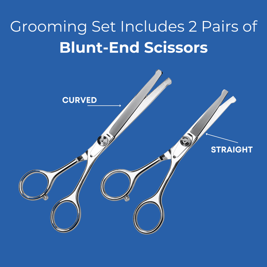 grooming set includes two pairs of scissors