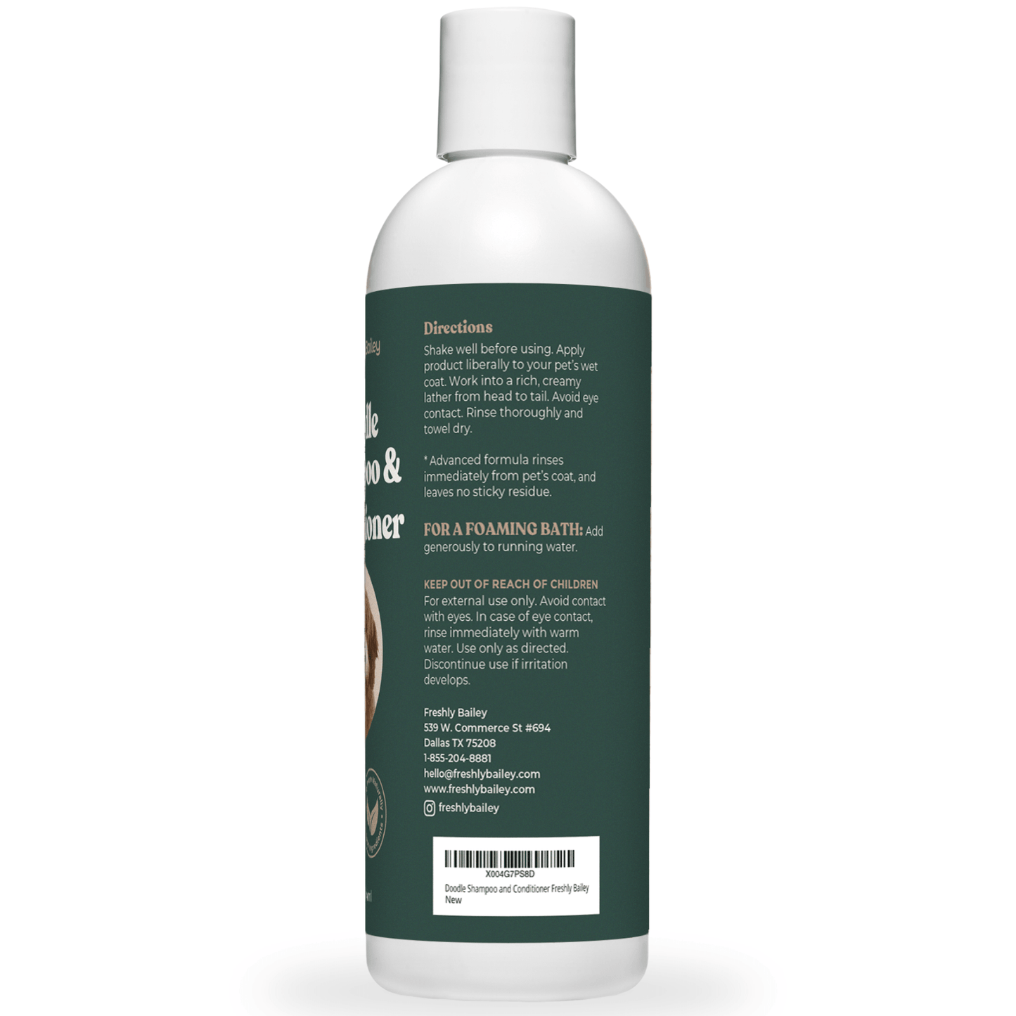 Side bottle shampoo and conditioner for goldendoodle