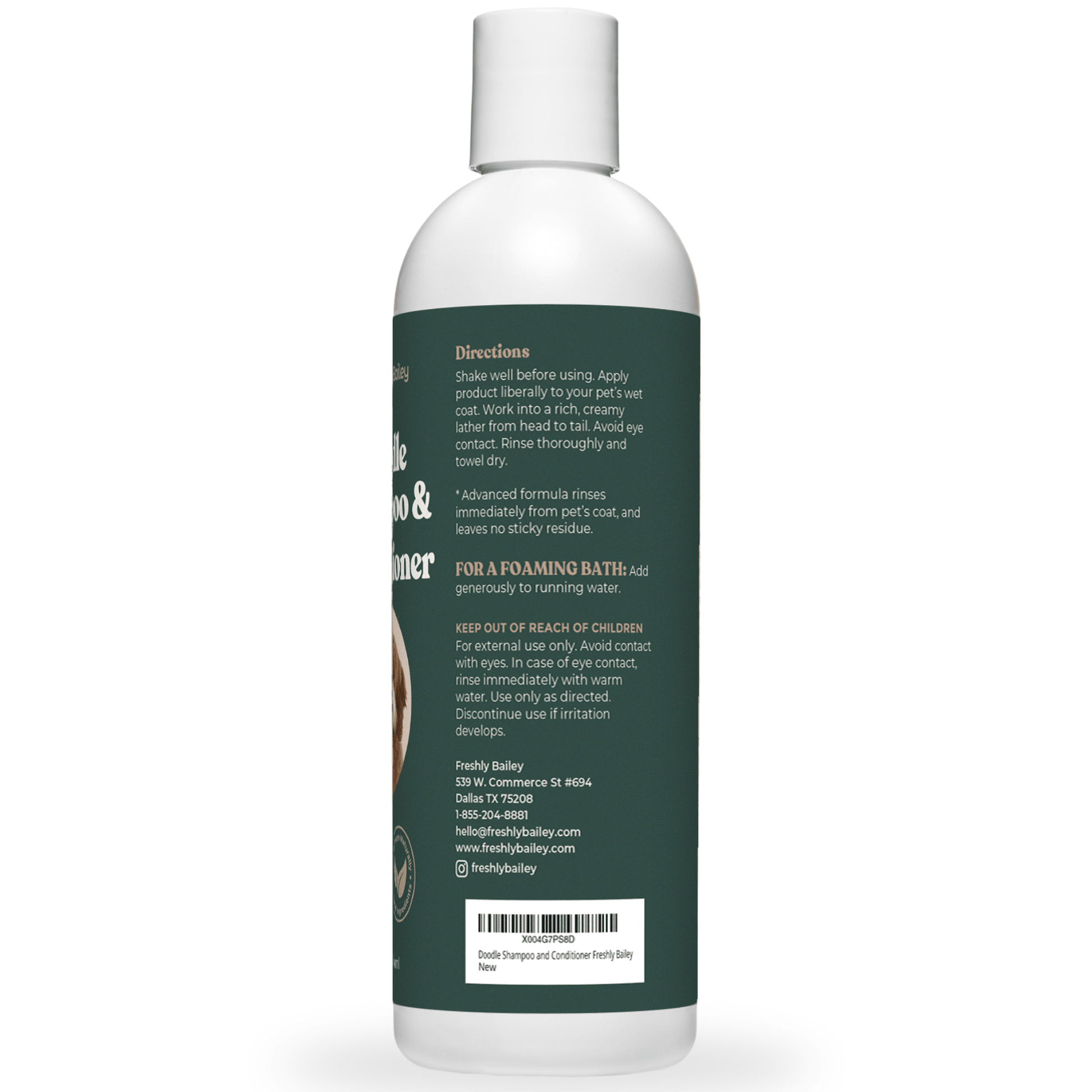 Side bottle shampoo and conditioner for goldendoodle